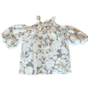 🌿Ann Taylor Petite XSmall Women’s shoulderless white and black top🌿